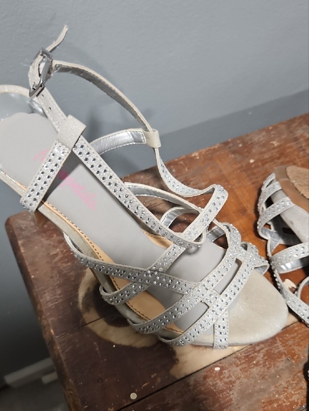 Gianni Bini Silver Rhinestone Strappy Heeled Sandals - Picture 15 of 16